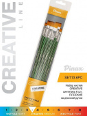 Набор кистей Синтетика 6 шт, плоские, длинная ручка Pinax CREATIVE (№1, 3, 5, 10, 12, Лайнер №1)