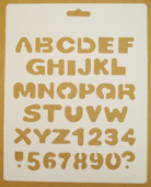 Трафарет пластиковый, латинские буквы и цифры, шрифт печатный, жирный, размер 25,5х20,5 см 