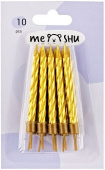 Свечи для торта с держателями MESHU "Мини", золотые, 5,8см, 10шт., блистер