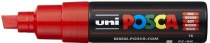 Маркер на водной основе UNI POSCA PC-8K, 8мм скошенный, №15 красный Маркер на водной основе UNI POSCA PC-8K, 8мм скошенный, №15 красный