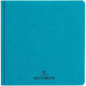 Скетчбук для маркеров и графики 190х190 48л бумага 160  г/кв.м. иск. кожа темно-серый, морская волна