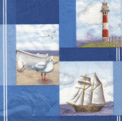 Салфетка трехслойная 33*33 "Морская" (1шт.) (Уп. 20шт) Салфетка трехслойная 33*33 "Морская" (1шт.) (Уп. 20шт)