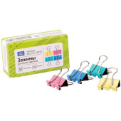 Зажимы для бумаг 15мм, OfficeSpace, 12шт., цветные, картонная коробка Зажимы для бумаг 15мм, OfficeSpace, 12шт., цветные, картонная коробка