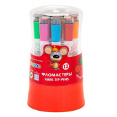 Набор фломастеров "Цветик" 12 цветов со штампом, пластиковый пенал Набор фломастеров "Цветик" 12 цветов со штампом, пластиковый пенал