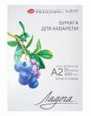 Папка с бумагой для акварели "Ладога", А2, 200 г/м2, 20 л, 100% целлюлоза, среднее зерно Папка с бумагой для акварели "Ладога", А2, 200 г/м2, 20 л, 100% целлюлоза, среднее зерно