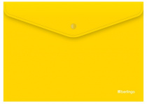 Папка-конверт на кнопке Berlingo "City Style", А4, 200мкм, непрозрачная, желтая