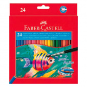 Набор акварельных детских карандашей COLOUR PENCILS с кисточкой, в карт.кор., 24 шт. "Faber-Castell"