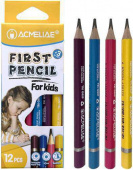 Набор карандашей чернографитных 2B ACMELIAE First Pencil утолщенный укороченный, 4 цвета корп. 12 шт Набор карандашей чернографитных 2B ACMELIAE First Pencil утолщенный укороченный, 4 цвета корп. 12 шт
