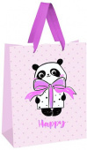 Пакет подарочный 18*23*10см MESHU "PandaGift_Pink", отд. фольгой, матовая ламинация