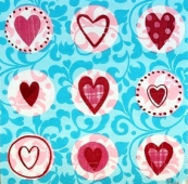 Салфетка трехслойная 33*33 "Сердца" (1шт.) (Уп. 20шт) Салфетка трехслойная 33*33 "Сердца" (1шт.) (Уп. 20шт)