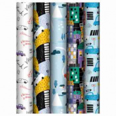 Бумага упаковочная глянцевая 70*100см, MESHU "Cars", 80 г/м2