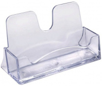 Подставка для визиток настольная 40х100мм, один отдел, вместимость 20мм, прозрачная, пластик "Стамм" Подставка для визиток настольная 40х100мм, один отдел, вместимость 20мм, прозрачная, пластик "Стамм"