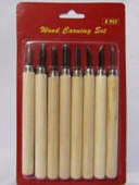 Набор резцов по дереву 8 шт. с дер. ручкой Набор резцов по дереву 8 шт. с дер. ручкой