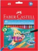Набор акварельных детских карандашей COLOUR PENCILS с кисточкой, в карт.кор., 48 шт. "Faber-Castell"