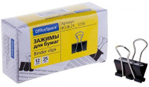 Зажимы для бумаг 25мм OfficeSpace 12шт., черные, картонная коробка Зажимы для бумаг 25мм OfficeSpace 12шт., черные, картонная коробка