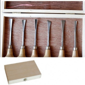 Набор стамесок-мини по дереву 6шт., сталь, упак.-дер.ящик Набор стамесок-мини по дереву 6шт., сталь, упак.-дер.ящик