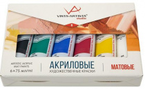 Краска акриловая Studio Набор 6 цв. х 75 мл матовые "VISTA-ARTISTA" VAAMS-0675